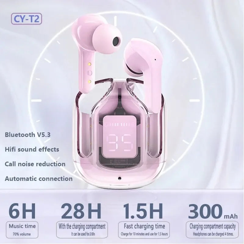 True Wireless Bluetooth Headset Transparent Design with LED Digital Display Stereo Sound TWS Earphones for Sports Working-Air 31